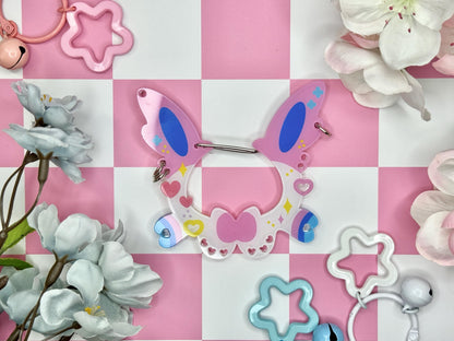 C.3 Pkm Acrylic Carabiner | Kawaii Bunny Carabiner| Ribbon Cute | Keychain Collectors | Keychain Holder | Colorful Collection Carabiner