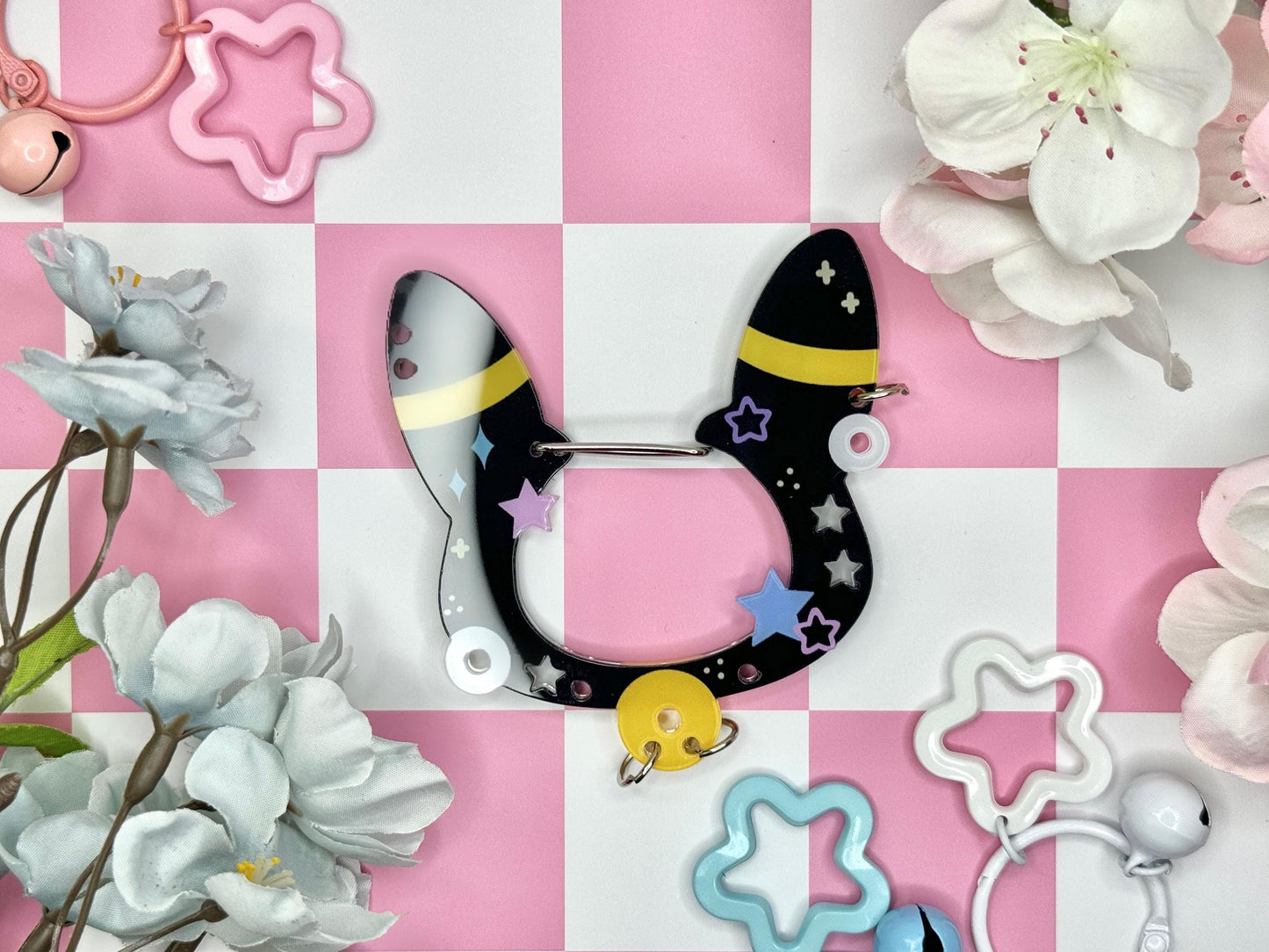 C.3 Pkm Acrylic Carabiner | Kawaii Bunny Carabiner| Ribbon Cute | Keychain Collectors | Keychain Holder | Colorful Collection Carabiner