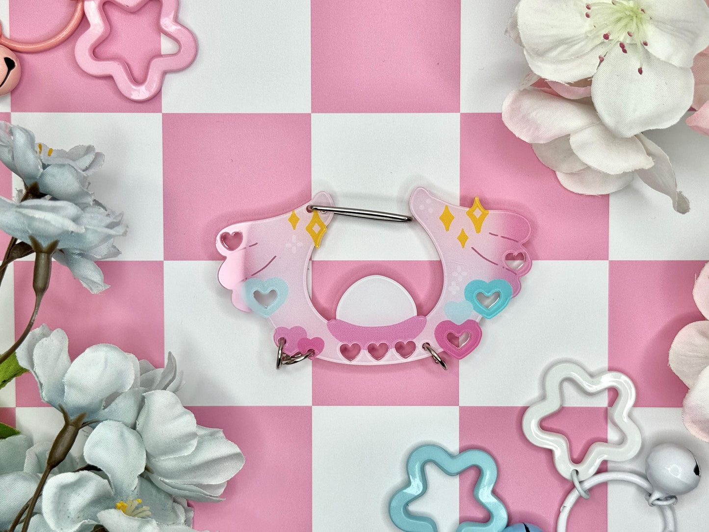 C.3 Pkm Acrylic Carabiner | Kawaii Bunny Carabiner| Ribbon Cute | Keychain Collectors | Keychain Holder | Colorful Collection Carabiner