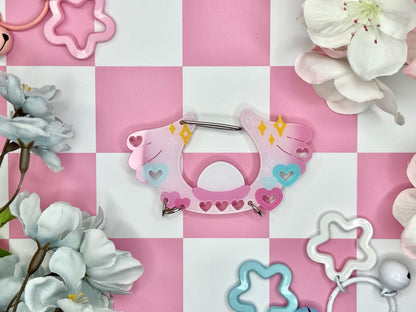 C.3 Pkm Acrylic Carabiner | Kawaii Bunny Carabiner| Ribbon Cute | Keychain Collectors | Keychain Holder | Colorful Collection Carabiner