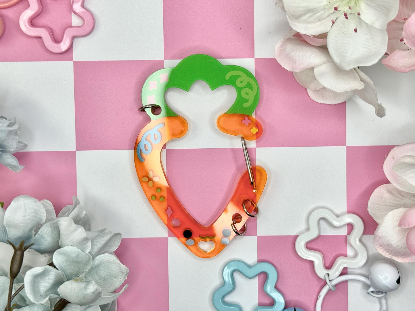 C.6  Acetate Fruit Carabiner| Kawaii Carrot Carabiner| Apple Strawberry | Keychain Collectors | Keychain Holder | Fruit Collection Carabiner