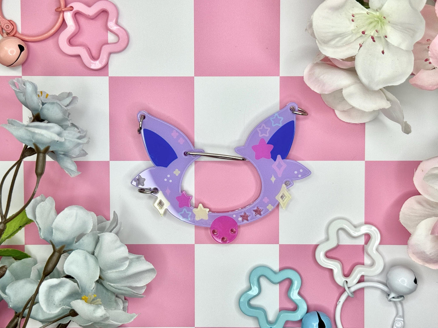 C.3 Pkm Acrylic Carabiner | Kawaii Bunny Carabiner| Ribbon Cute | Keychain Collectors | Keychain Holder | Colorful Collection Carabiner